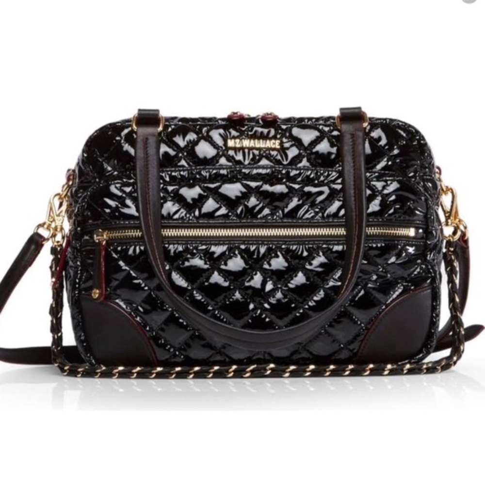 MZ WALLACE Crosby Bag Black Lacquer/Gold